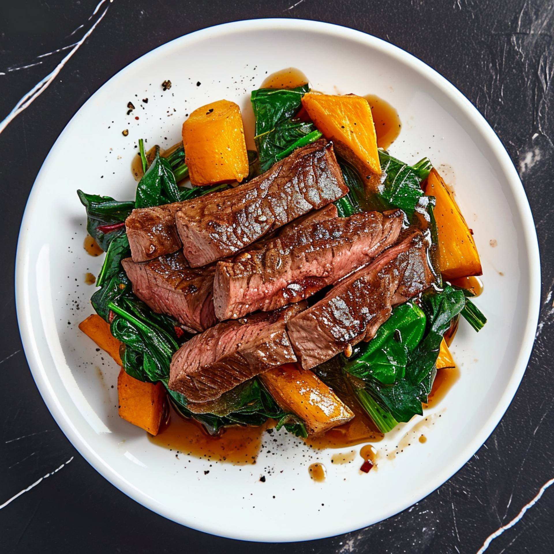 Balsamic Glazed Steak with Rosemary-Infused Sweet Potatoes