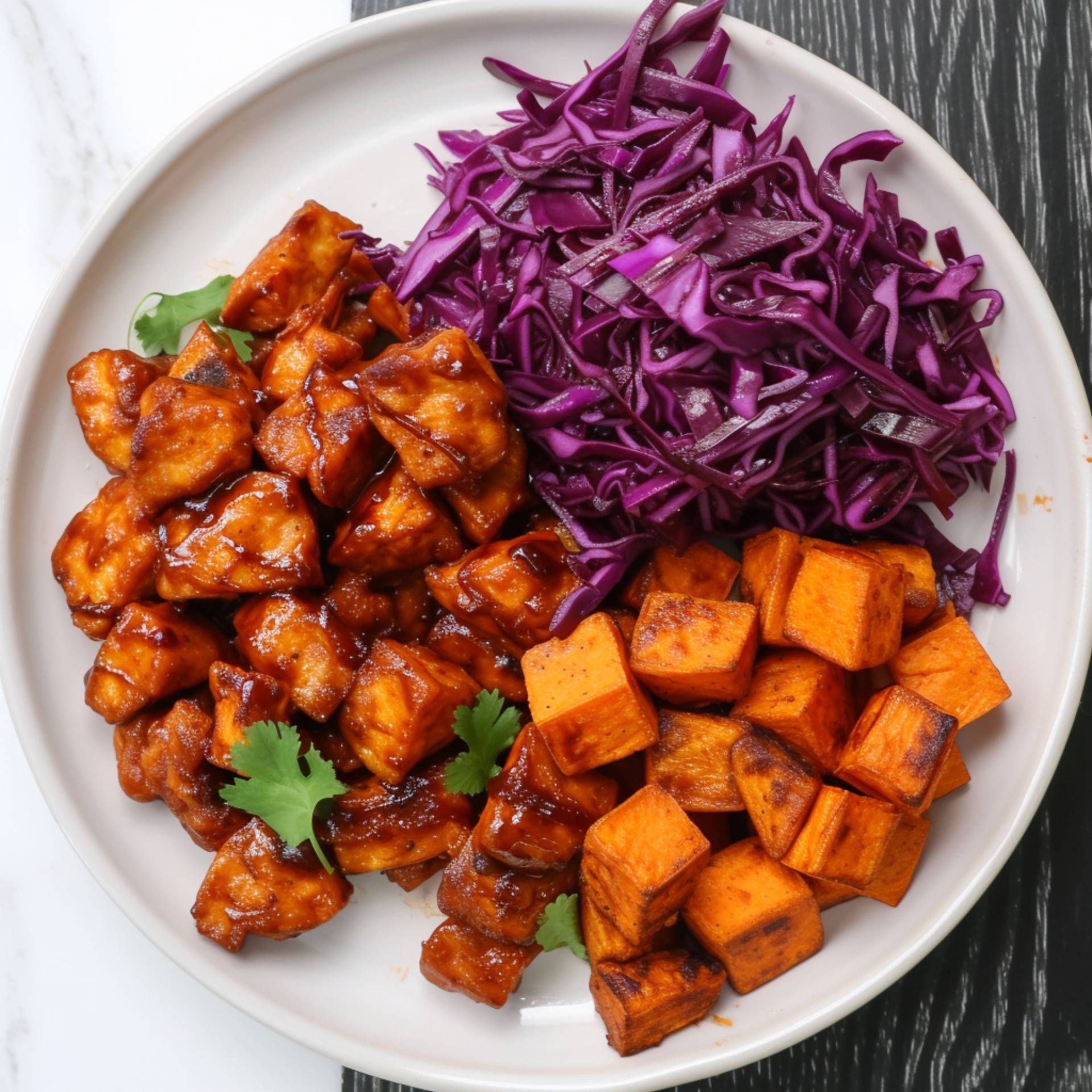 Plant Based BBQ Chick'n & Maple Sweet Potatoes