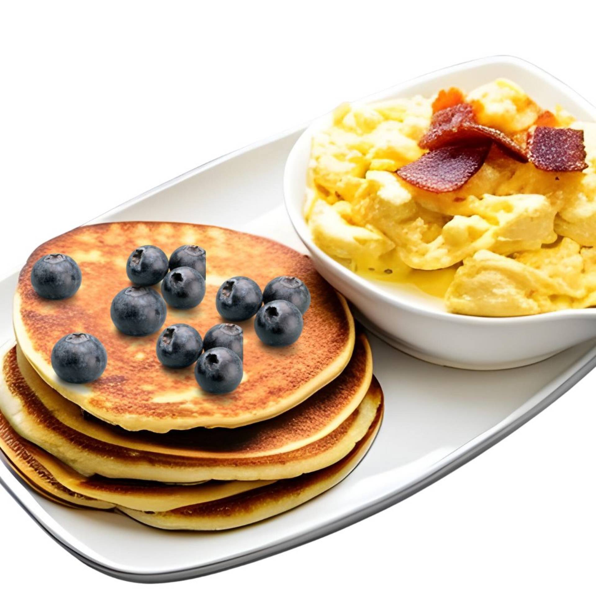 Blueberry Protein Pancakes with Scramble Eggs