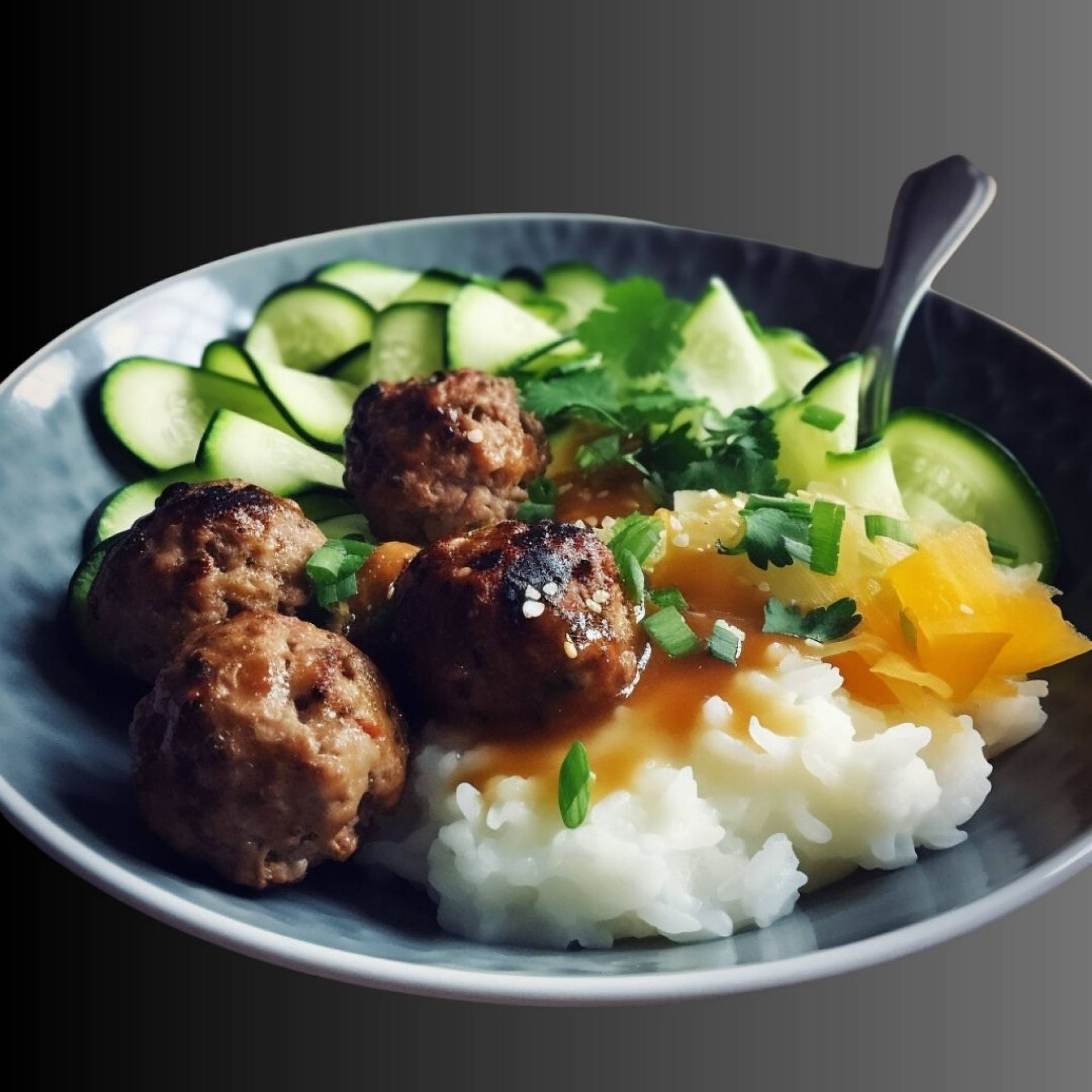 Low Carb Fusion Meatballs with Velvety Cauliflower Mash