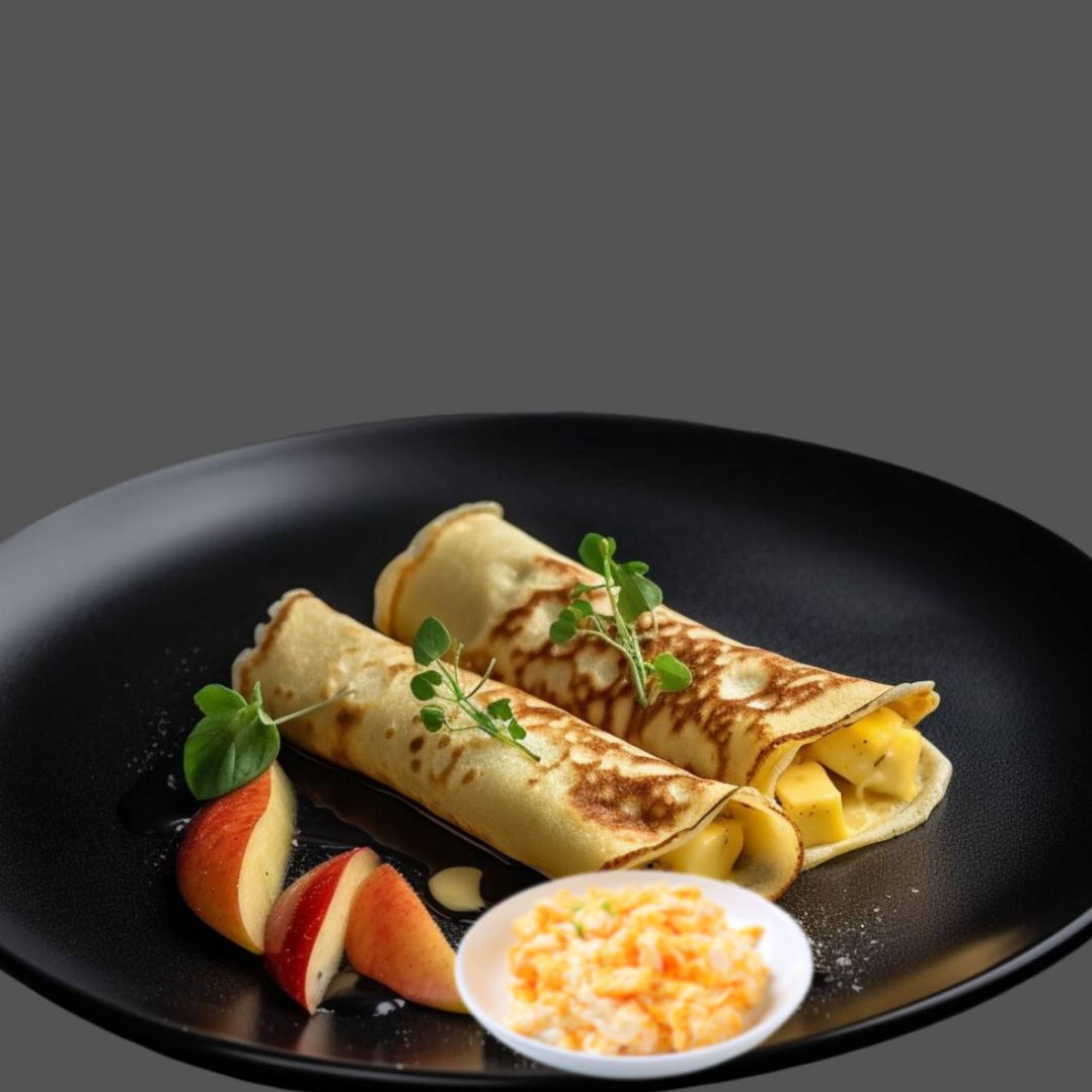 Apple Crepes with Scramble Eggs